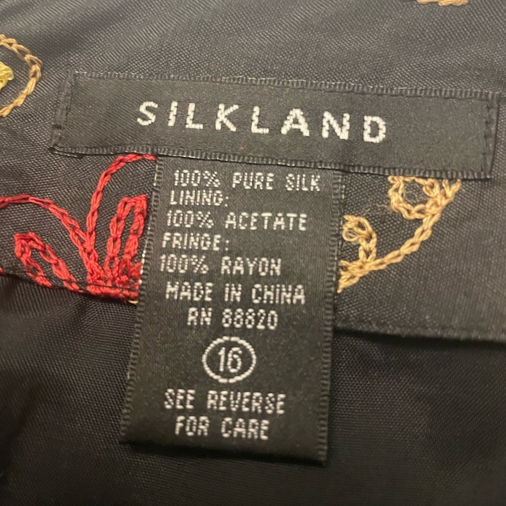 Silkland 100% pure silk maxi skirt Size 16 Black, red and gold, retro, holiday - Picture 4 of 9